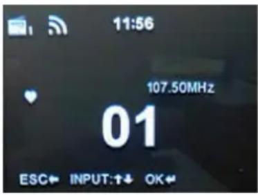 11:56 107.50MHz 01 ESC← INPUT:↑↓ OK←