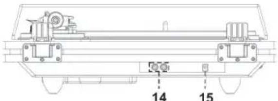 Technical diagram of a mechanical assembly with numbered components and labeled parts