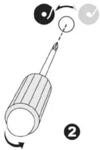 Diagram illustrating screwdriver tool movement with labeled parts and directional arrows