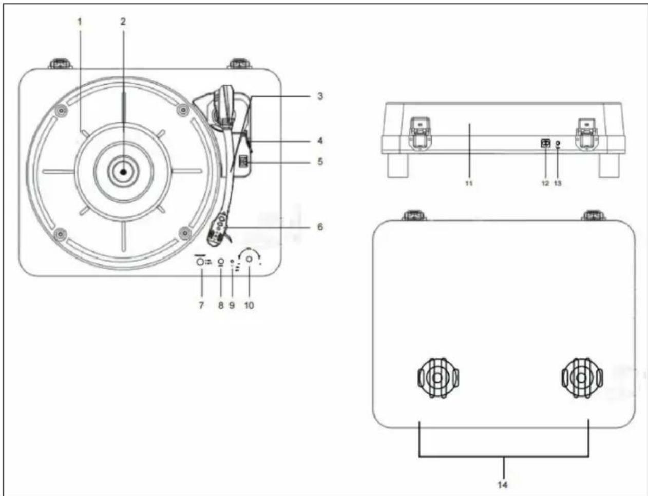 Auna TTClassic Light - COMPOSANTS DE LA MACHINE ET TOUCHES DE FONCTION - 1