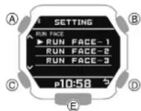 CASIO GShock GBX100 - Définition de l'écran à afficher lors d'une course à pied (RUN FACE) - 2
