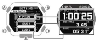 CASIO GShock GBX100 - Définition de l'écran à afficher lors d'une course à pied (RUN FACE) - 3