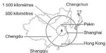 1 500 kilomètres 500 kilomètres Changchun Pékin Chengdu Shanghai Hong Kong Shangqiu