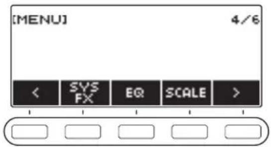 CASIO LKS450 - Utilisez < et > pour sélectionner le menu à 5 boutons qui comprend SCALE. - 1