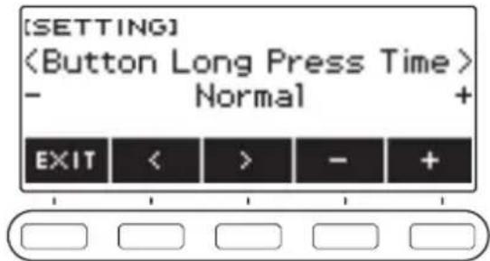 CASIO LKS450 - Utilisez < et > pour sélectionner « Button Long Press Time ». - 1