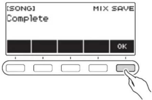 CASIO LKS450 - 10.Quand « Complete » apparaît sur l'affichage, appuyez sur OK. - 1