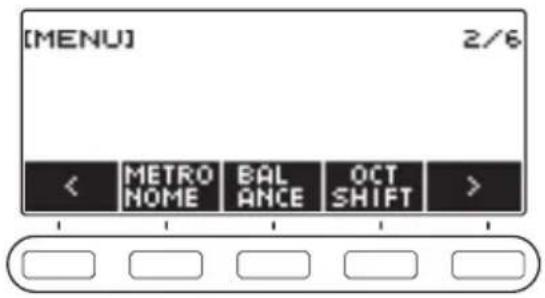 CASIO LKS450 - Utilisez < et > pour sélectionner le menu à 5 boutons qui comprend BALANCE. - 1