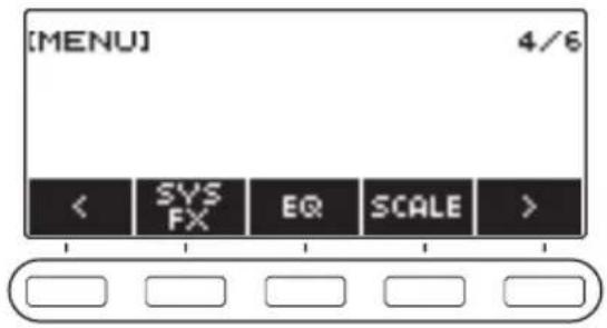 CASIO LKS450 - Utilisez < et > pour sélectionner le menu à 5 boutons qui comprend SYS FX. - 1