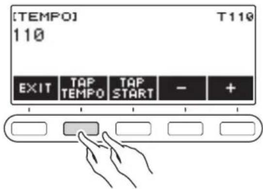 CASIO LKS450 - Tapez le bouton TAP TEMPO au moins deux fois à un rythme régulier. - 1