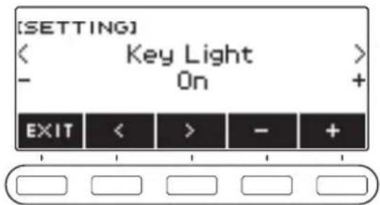CASIO LKS450 - Utilisez < et > pour sélectionner « Key Light ». - 1