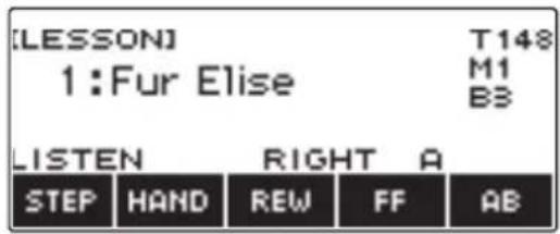 CASIO LKS450 - Lors de l'utilisation du mode EASY ou pendant qu'une leçon est en cours, appuyez sur AB pour spécifier la mesure de départ de la leçon en boucle. - 1