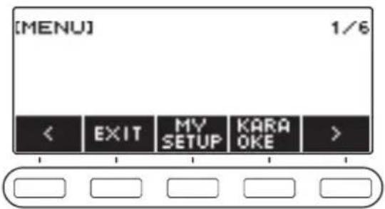 CASIO LKS450 - Utilisez < et > pour sélectionner le menu à 5 boutons qui comprend KARAOKE. - 1