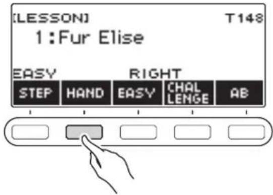 CASIO LKS450 - Utilisez HAND pour sélectionner la main que vous souhaitez jouer. - 1