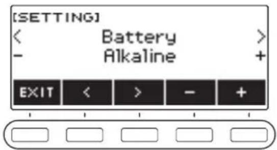 CASIO LKS450 - Utilisez < et > pour sélectionner « Battery ». - 1