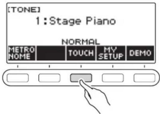 CASIO LKS450 - Appuyez sur TOUCH puis sélectionnez le réglage de réponse au toucher souhaité. - 1