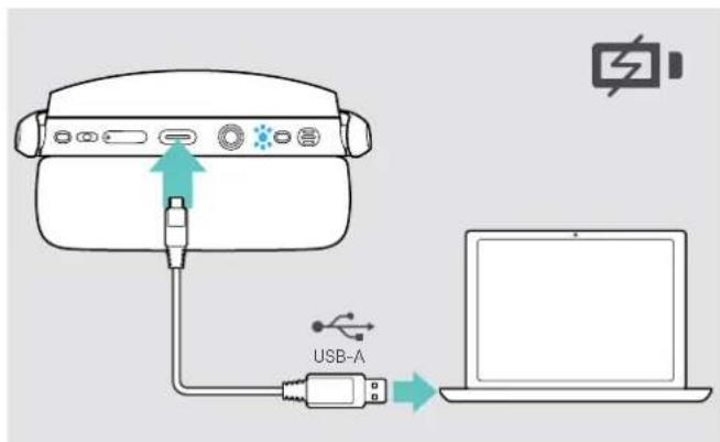 SENNHEISER ADAPT 361 - Chargement de la batterie du micro-casque - 1