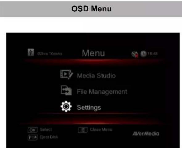 AVERMEDIA Live Streamer CAP 4K BU113 - Chapter 6 OSD Menu - 2