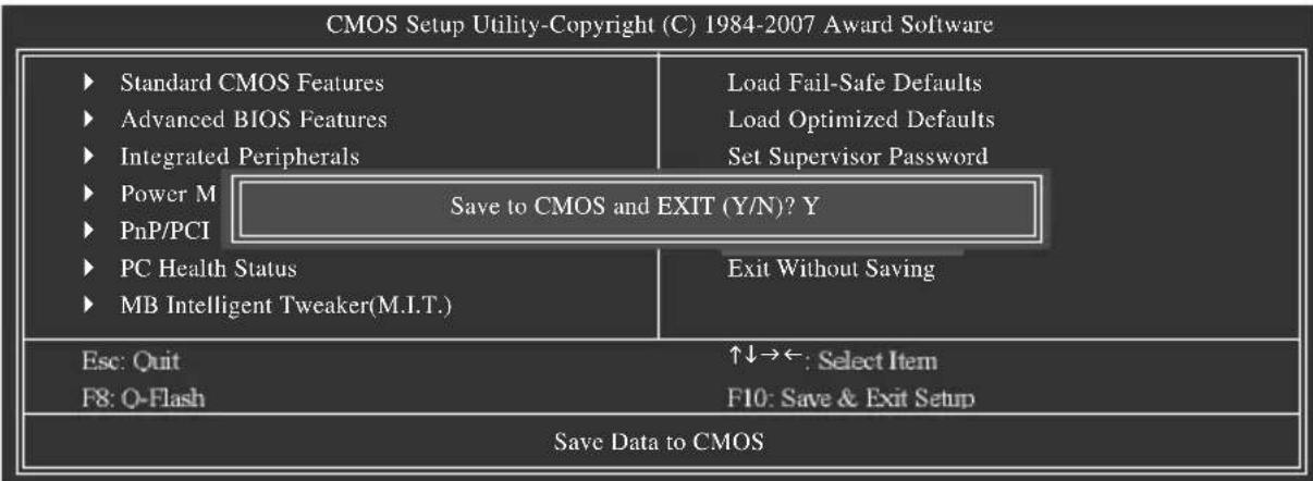 GIGABYTE GA73VMS2 - 2-13 Save & Exit Setup()儲存設定值並結束設定程式 - 1