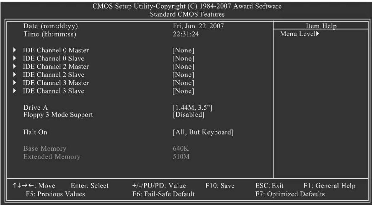 GIGABYTE GA73UMS2H - 2-3 Standard CMOS Features (標準 CMOS 設定) - 1
