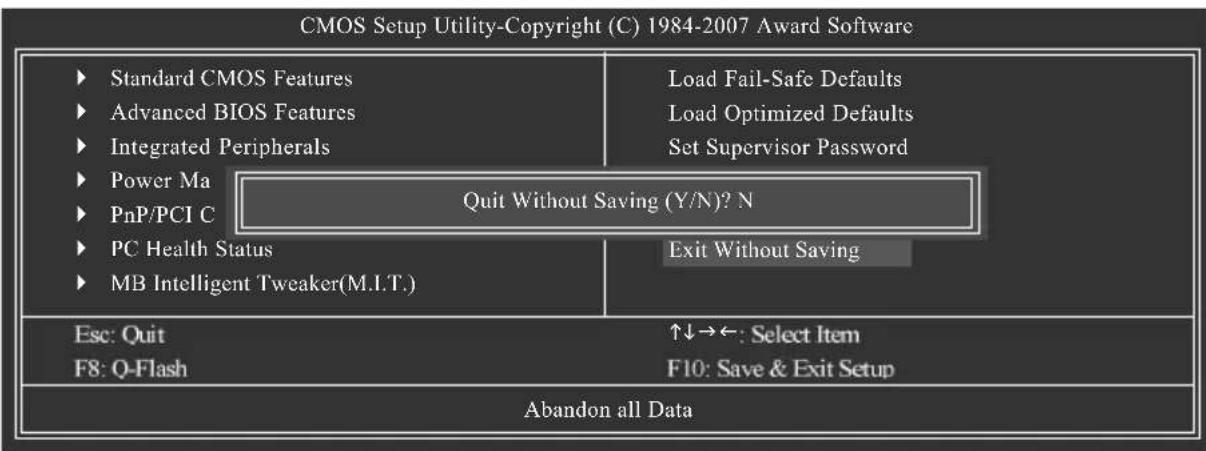 GIGABYTE GA73UMS2H - 2-14 Exit Without Saving()結束設定程式但不儲存設定值 - 1