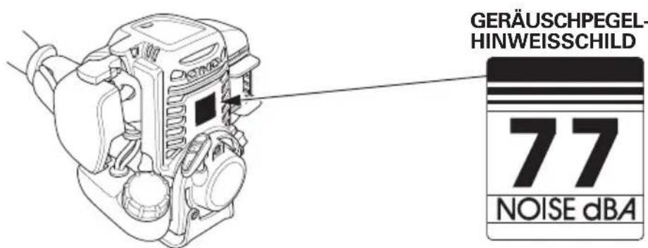 Honda UMC435 - CE-Kennzeichnungs- und Gerauschpegel-Hinweisschild-Positionen - 2
