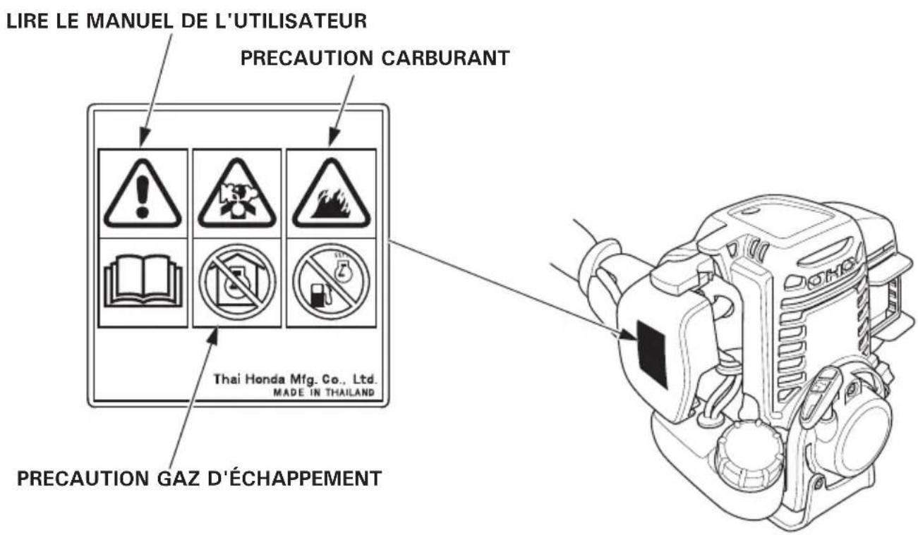 Honda UMC435 - EMPLACEMENT DES AUTOCOLLANTS DE SECURITE - 1