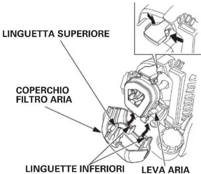 LINGUETTA SUPERIORE COPERCHIO FILTRO ARIA LINGUETTE INFERIORI LEVA ARIA