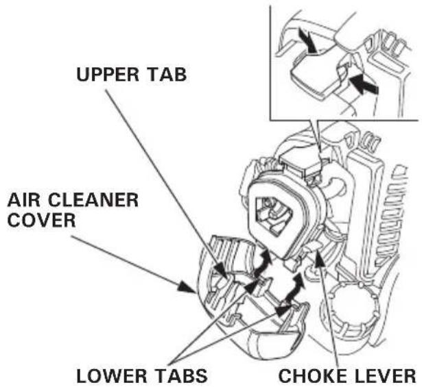UPPER TAB AIR CLEANER COVER LOWER TABS CHOKE LEVER