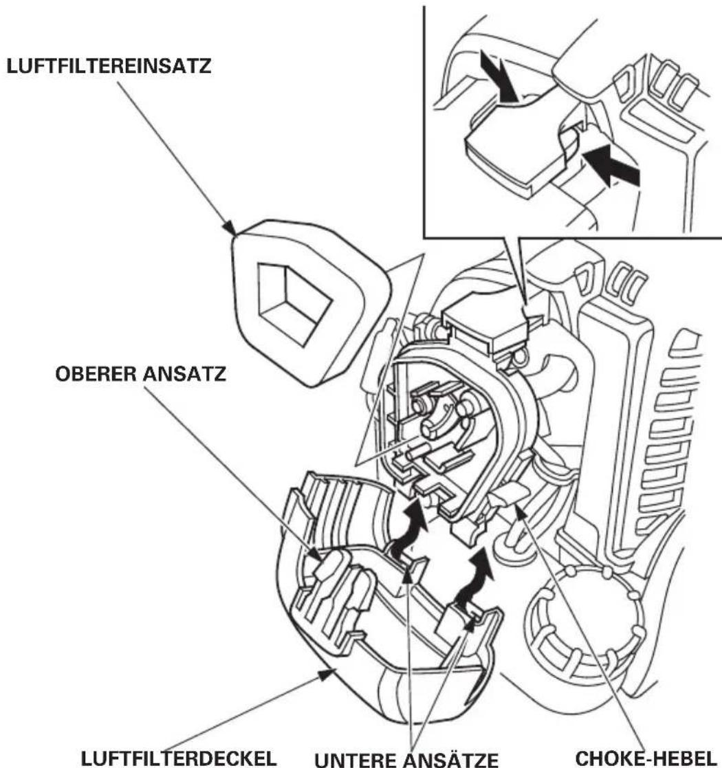 LUFTFILTEREINSATZ OBERER ANSATZ LUFTFILTERDECKEL UNTERE ANSÄTZE CHOKE-HEBEL