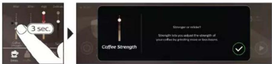 PHILIPS Saeco Xelsis Deluxe SM8782 - Pagalba, susijusi su gerimu parametrais - 1