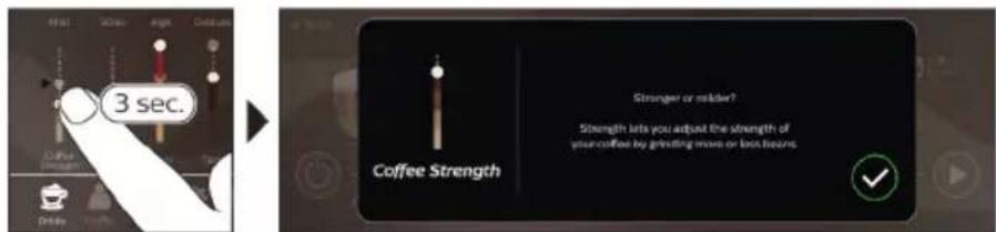 PHILIPS Saeco Xelsis Deluxe SM8782 - Support on drink parameters - 1