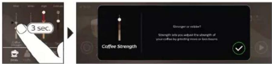 PHILIPS Saeco Xelsis Deluxe SM8780 - Support on drink parameters - 1
