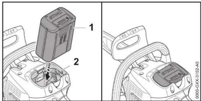 STIHL MSA 160 C - Colocação da bateria - 1