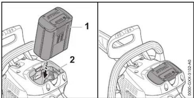 STIHL MSA 160 C - Inserire la batteria - 1