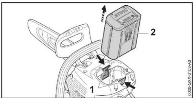 STIHL MSA 160 C - Extraction de la batterie - 1