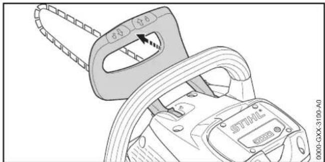 STIHL MSA 160 C - Inserir o travão da corrente - 1