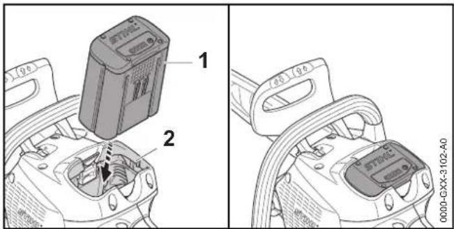 STIHL MSA 160 C - Introduction de la batterie - 1