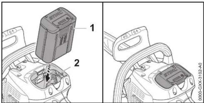 STIHL MSA 160 C - Accu aanbrengen - 1