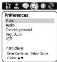 Magnum DVDVCR3300 - PREFERENCES / Réglages Vidéo - 1
