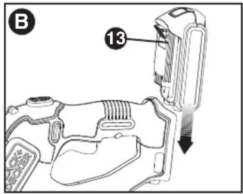 BLACK & DECKER LSTE523 - INSTALLING AND REMOVING THE BATTERY PACK FROM THE APPLIANCE - 1