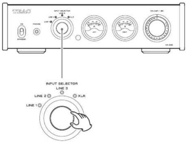 TEAC AX505 - Tournez le sélecteur d'entrée (INPUT SELECTOR) pour choisir la source d'entrée. - 1