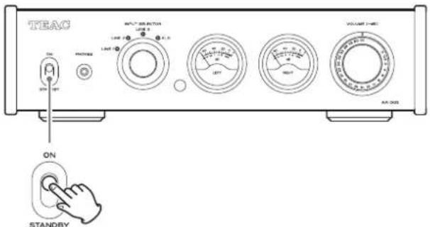 TEAC AX505 - Basculez l'interrupteur STANDBY/ON sur ON. - 1
