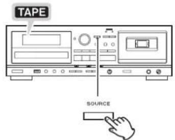 TEAC AD850 - Appuyez répétitivement sur la touche SOURCE afin de sélectionner « TAPE ». - 1