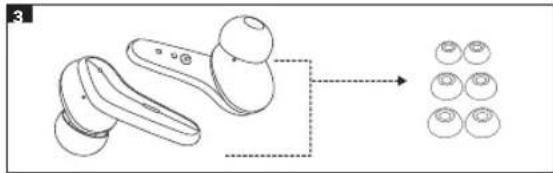 CALIBER TWS100A - Choisissez les bons Embouts d'Oreillette et Crochets (Fig. 3) - 1