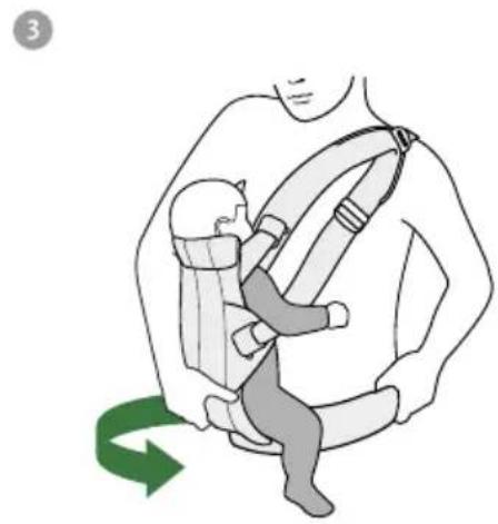 BabyBjörn Harmony - PARA RETIRAR O BEBÉ, DESLOQUE PRIMEIRO O BEBÉ DAS COSTAS PARA A SUA FRENTE - 3