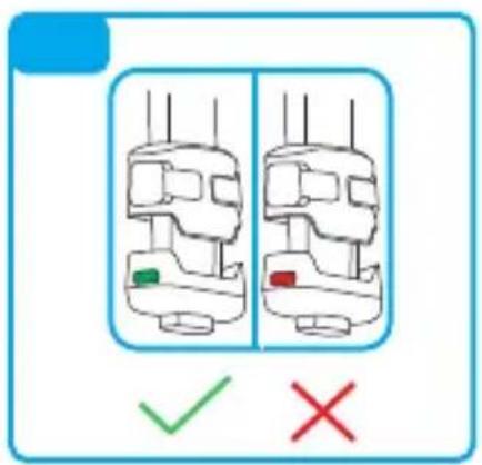 Diagram showing two identical electrical connector pinout with green and red indicators, and a checkmark and red X mark below.