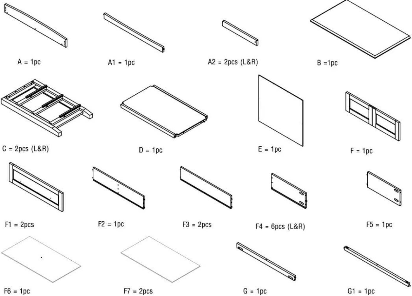 Silver Cross Nostalgia Dresser - Parts List : - 1