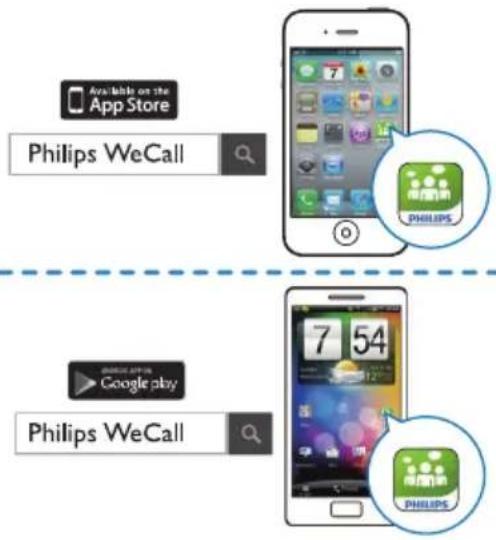 PHILIPS WeCall BT AECS7000ES - Utilisation avec l'application WeCall (pour iPhone ou téléphone Android) - 1