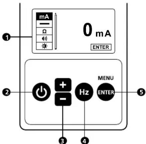 Beha-Amprobe UAT610EUR - Commandes et écran du transmetteur UAT-600-TE Commandes du transmetteur - 1
