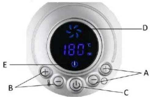 Emerio AF116131 - Digital display and control buttons - 1